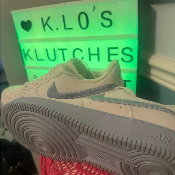 Nike Air Force 1 Hydrogen Blue w/Psychedelic Swooshes - Picture 4 of 6